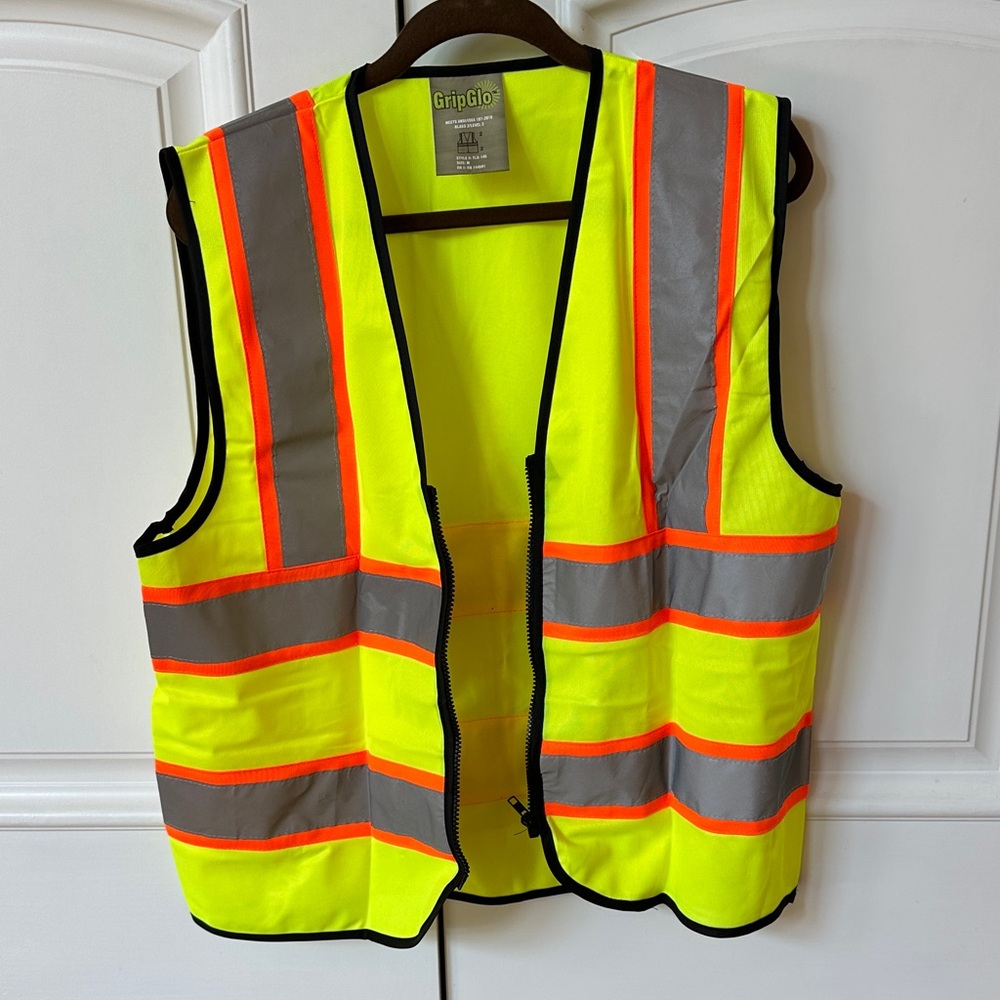 Neon Lime Safety Vest with Reflective Strips - Picture 2 of 5